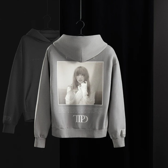 Taylor Swift The Tortured Poets Department Grey Hoodie - Picture 4 of 7